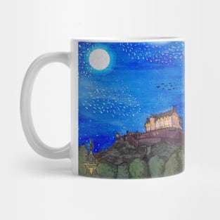 Edinburgh Castle By Night Retro Inspired Style Illustration Mug